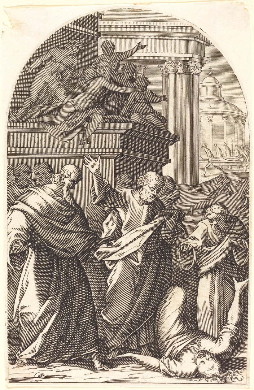 Sapphira Ölümle Cezalandırıldı, 16081611. by Jacques Callot
