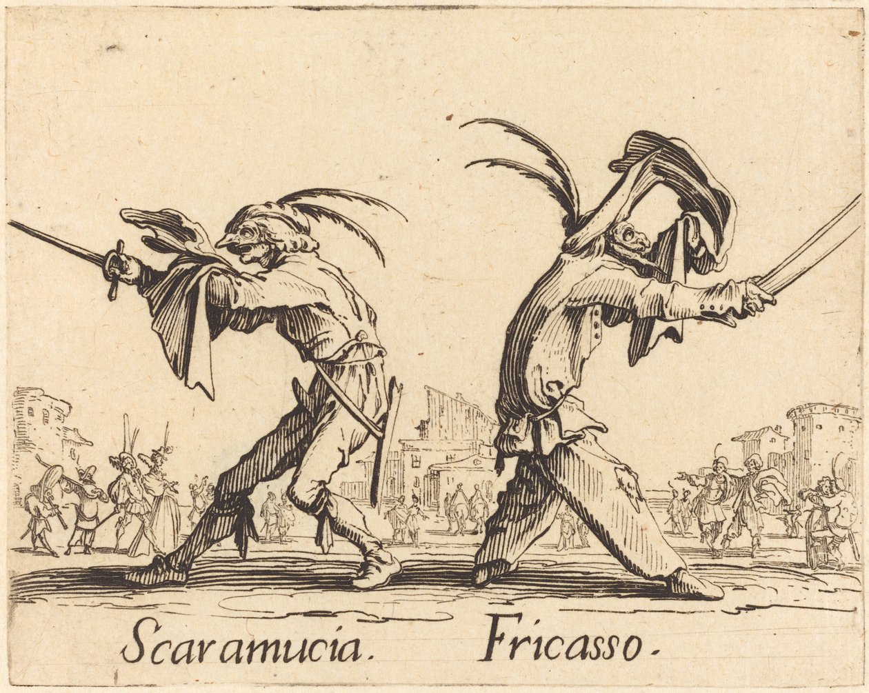 Scaramucia ve Fricasso by Jacques Callot