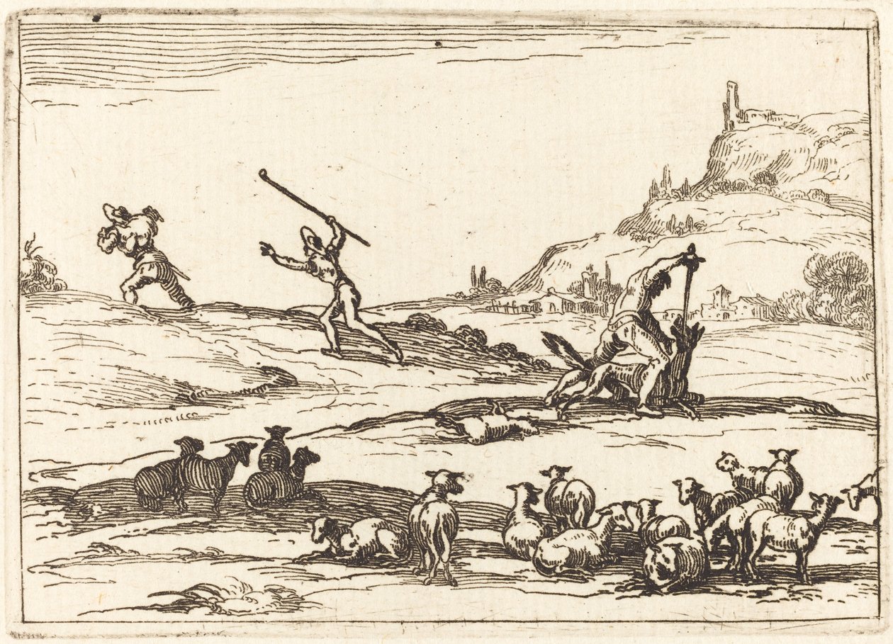 Sürülerini Savunan Çobanlar by Jacques Callot