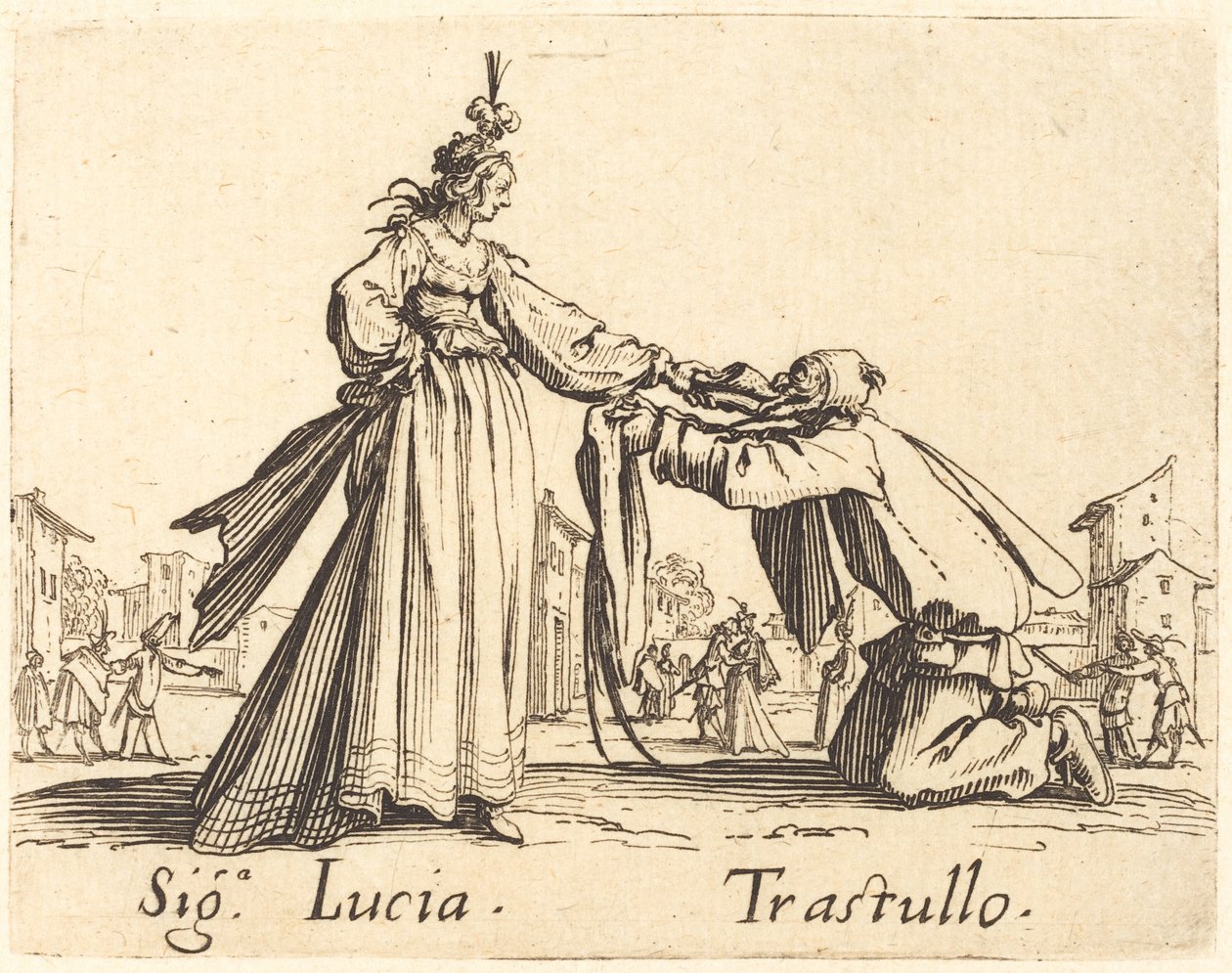 işaretler Lucia ve Trastullo by Jacques Callot