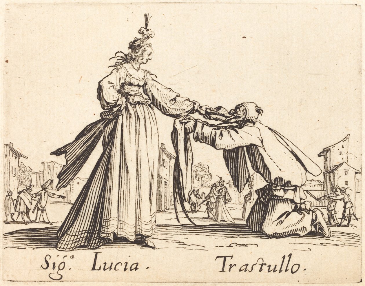 işaretler Lucia ve Trastullo by Jacques Callot