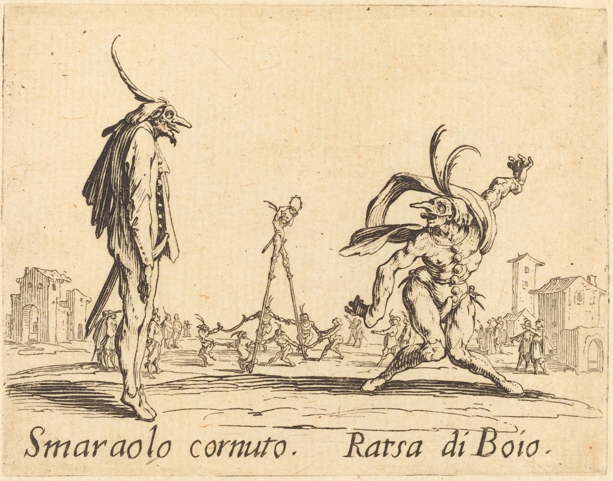 Smaralo Cornuto ve Ratsa di Boio by Jacques Callot