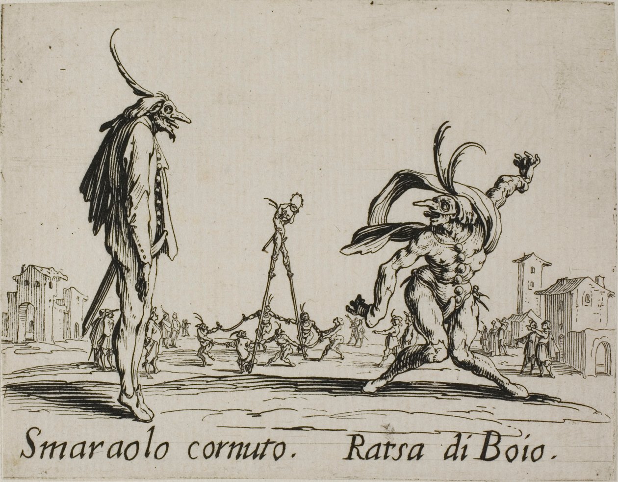 Smaraolo cornuto - Ratsa di Boio, Balli di Sfessania'dan plaka 4 by Jacques Callot