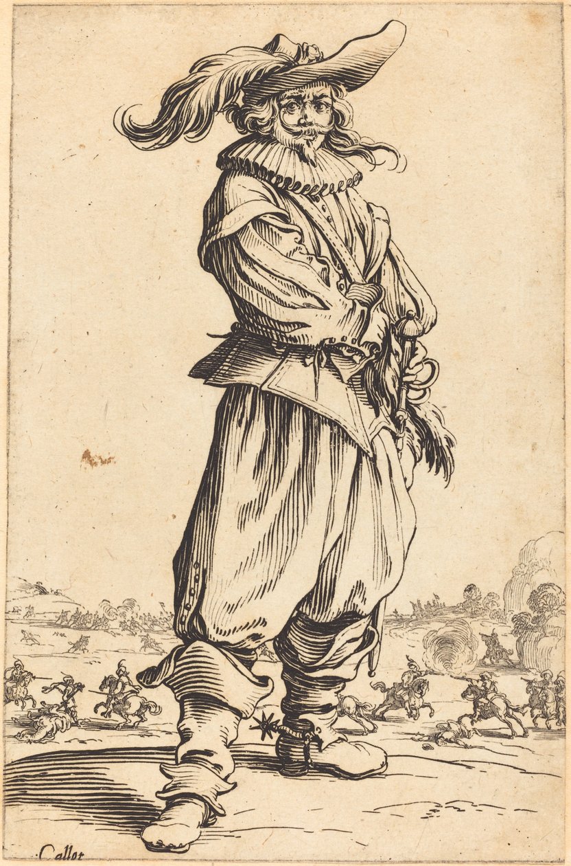Tüylü Şapkalı Asker by Jacques Callot