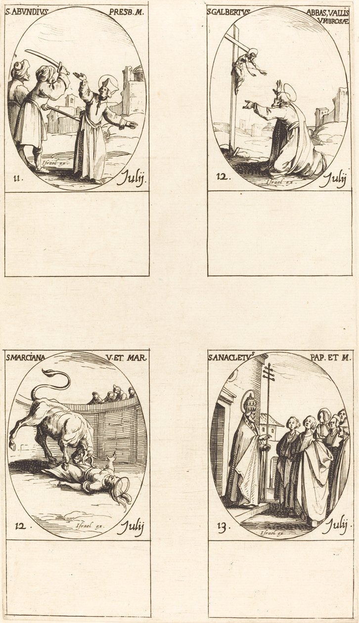 St. daha bol St. Galbert St. Marciana; St. Anacletus by Jacques Callot