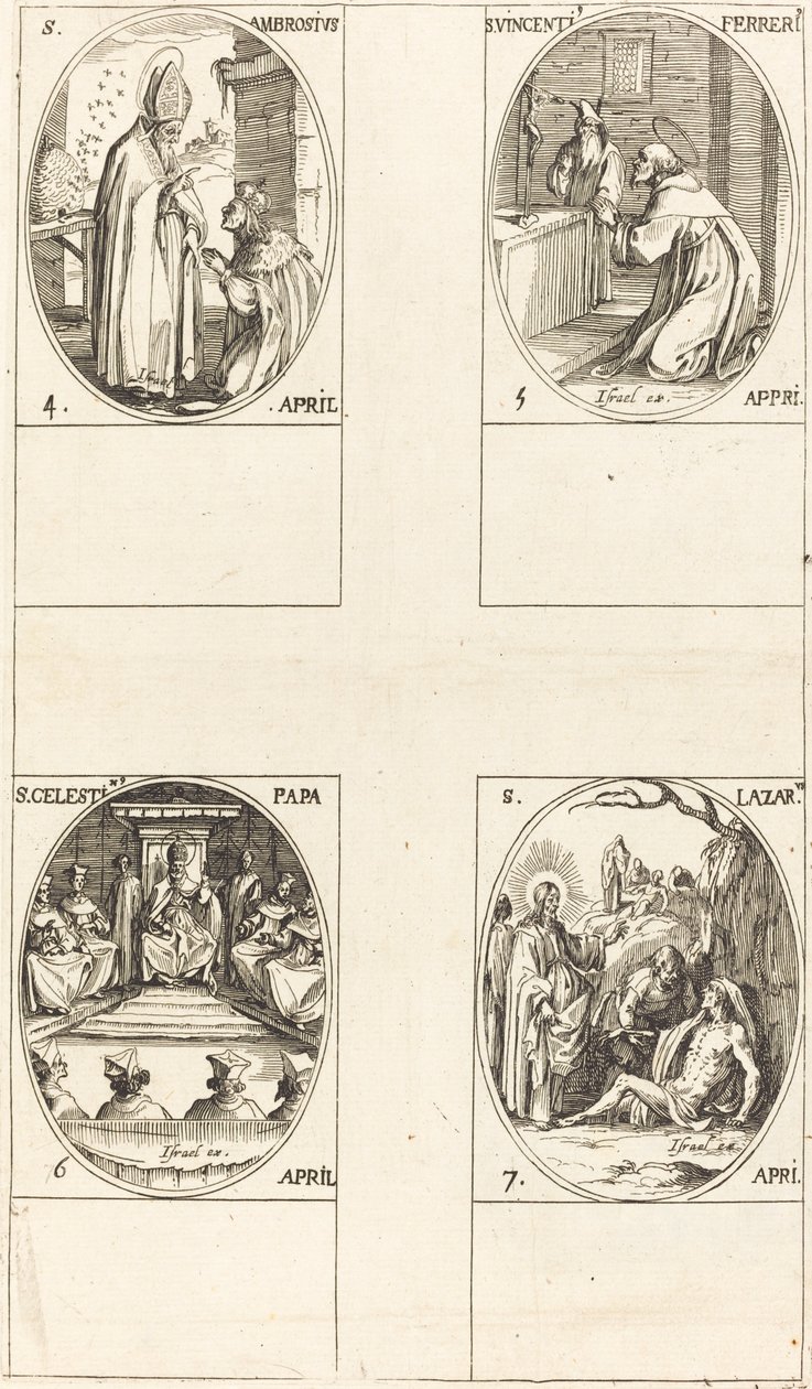 Aziz Ambrose; Aziz Vincent Ferrer; Aziz Celestin; Aziz Lazarus by Jacques Callot