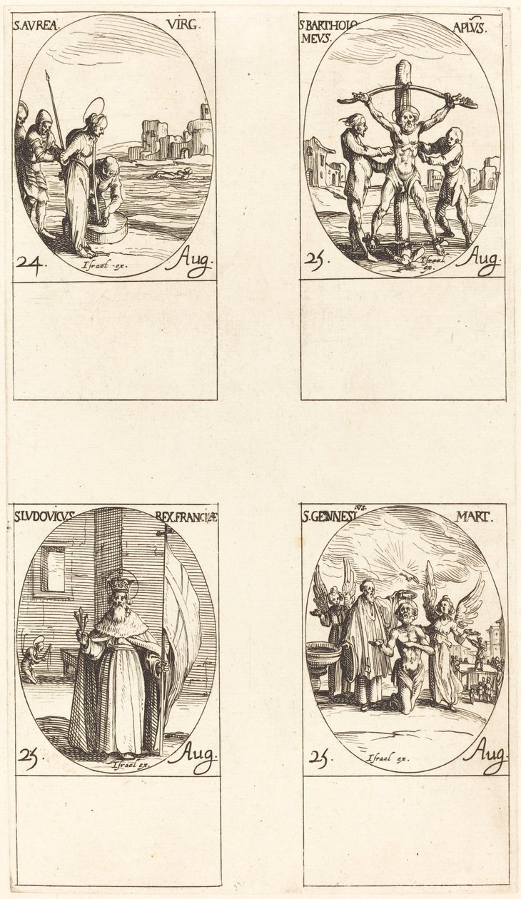 Aziz Aurea; Aziz Bartholomeos; Aziz Louis; Aziz Genesius by Jacques Callot