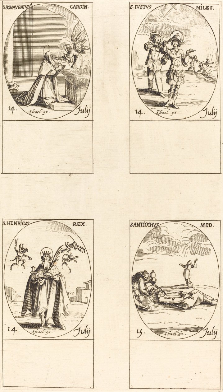 Aziz Bonaventura; Aziz Justus; Aziz Henry, İmparator; Aziz Antiochus by Jacques Callot