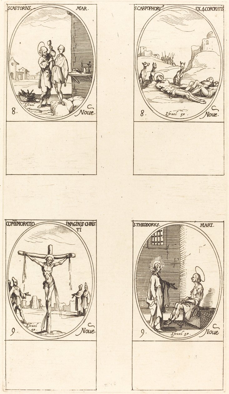 Aziz Castorius; Aziz Carpophorus ve Taçlı Dört Şehit; Resmin Anılması by Jacques Callot