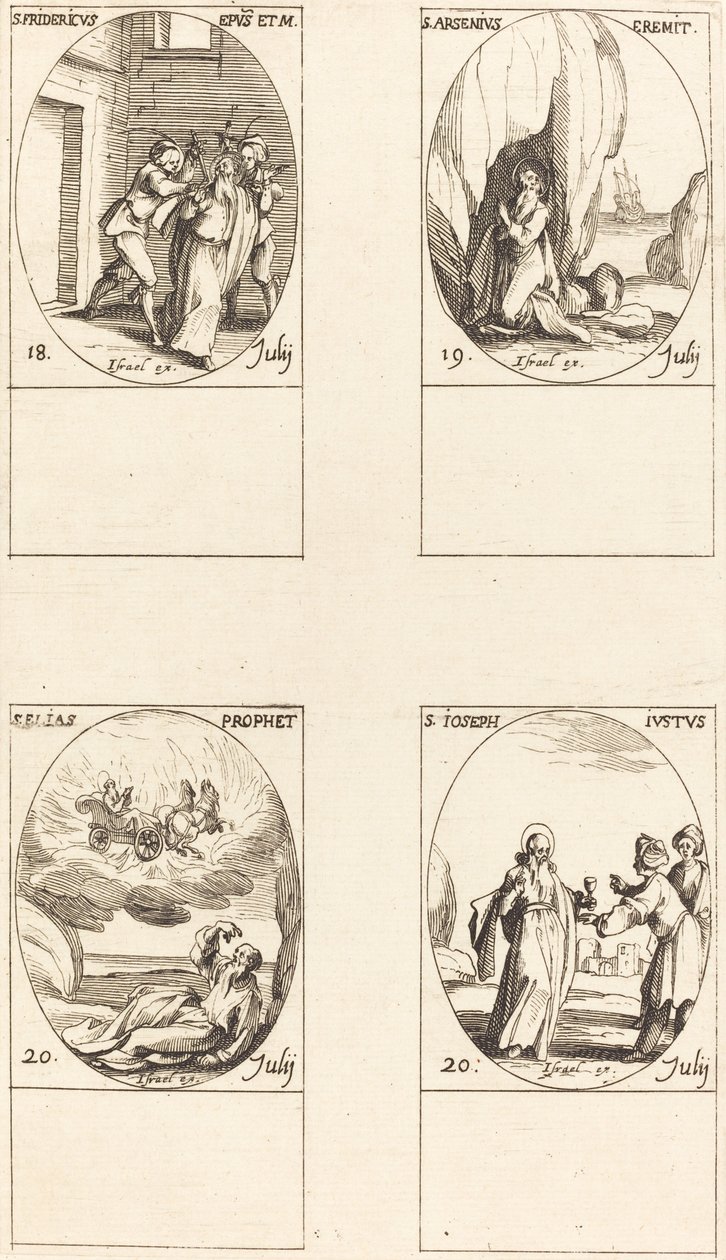 Aziz Frederick; Aziz Arsenius, Hermit; Aziz İlyas, Peygamber; Aziz Joseph Adil by Jacques Callot