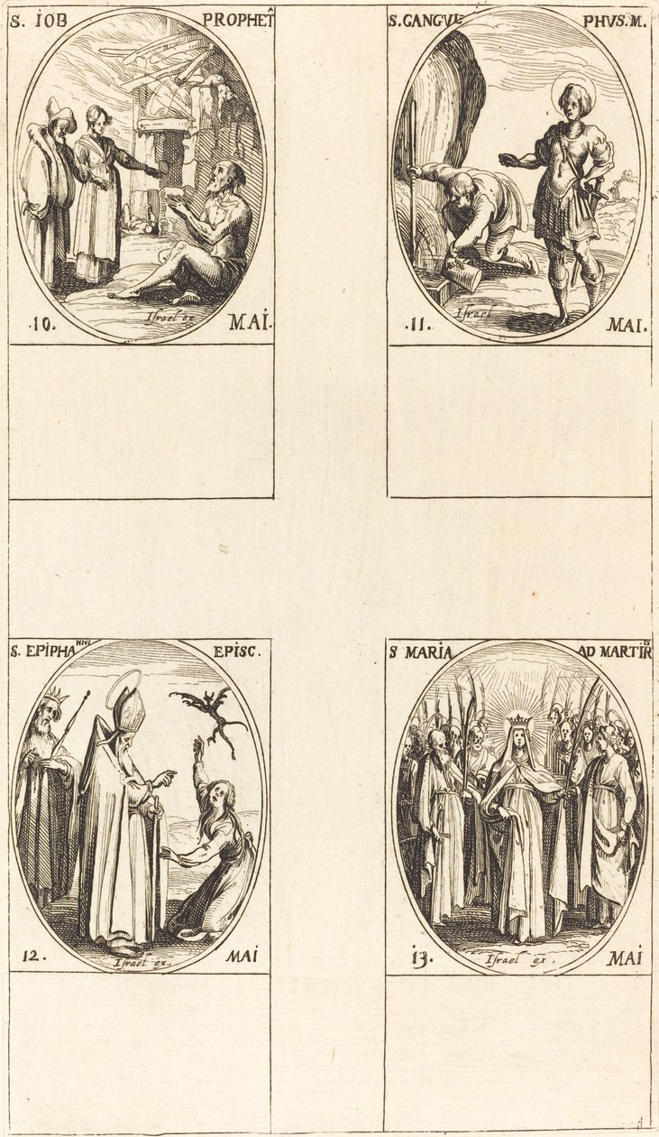 Aziz Eyüp, Peygamber; Aziz Gangulphus; Aziz Epifanius; Şehitler Aziz Meryem by Jacques Callot