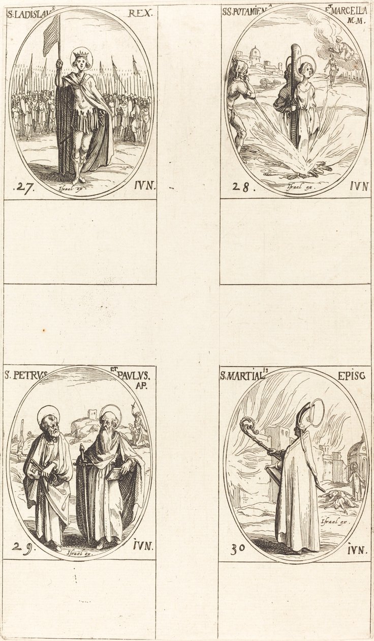 Aziz Ladislas, St. Potamiana ve Marcella, Sts. Peter ve Paul, Havariler, Aziz Martial. by Jacques Callot