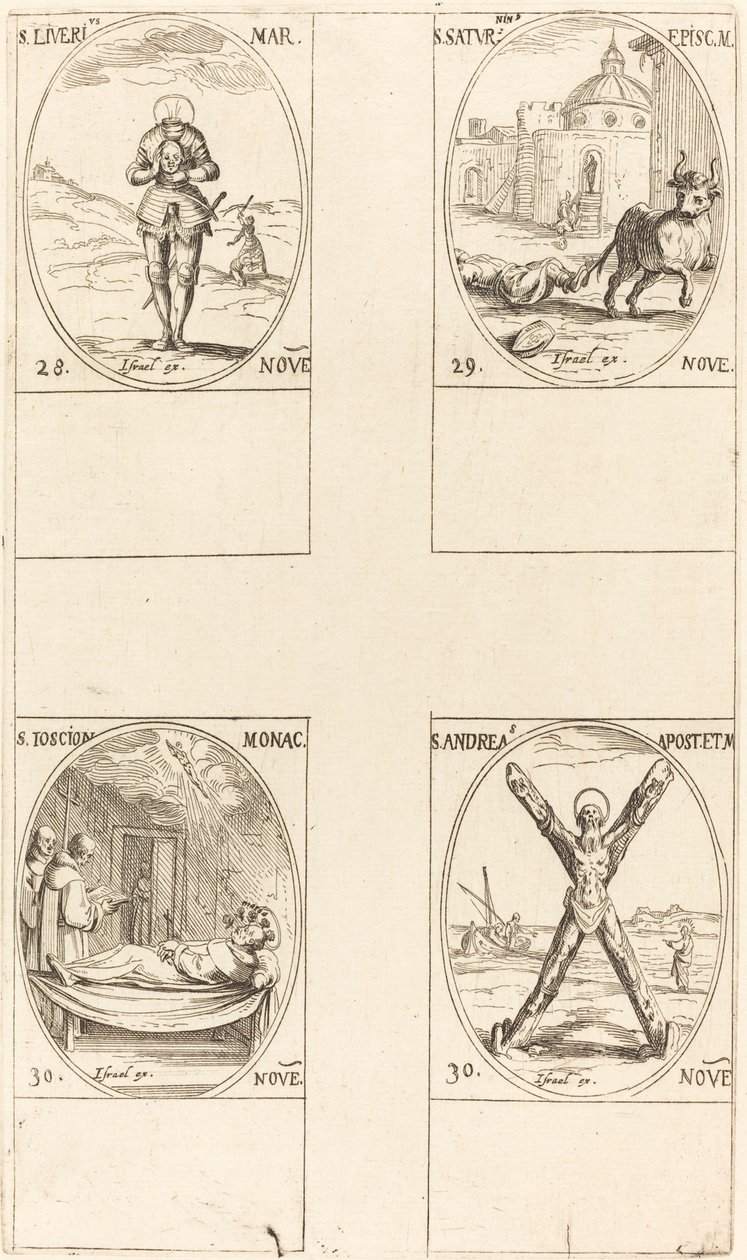 Aziz Liverius; Aziz Saturninus; St. T(I?)oscion; Aziz Andrew by Jacques Callot