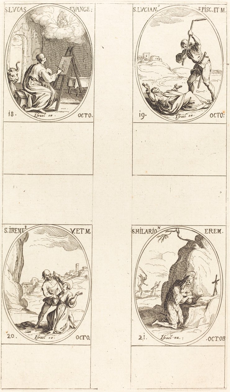 Aziz Luka; Aziz Lucian; Aziz İrini; Aziz Hilarion by Jacques Callot
