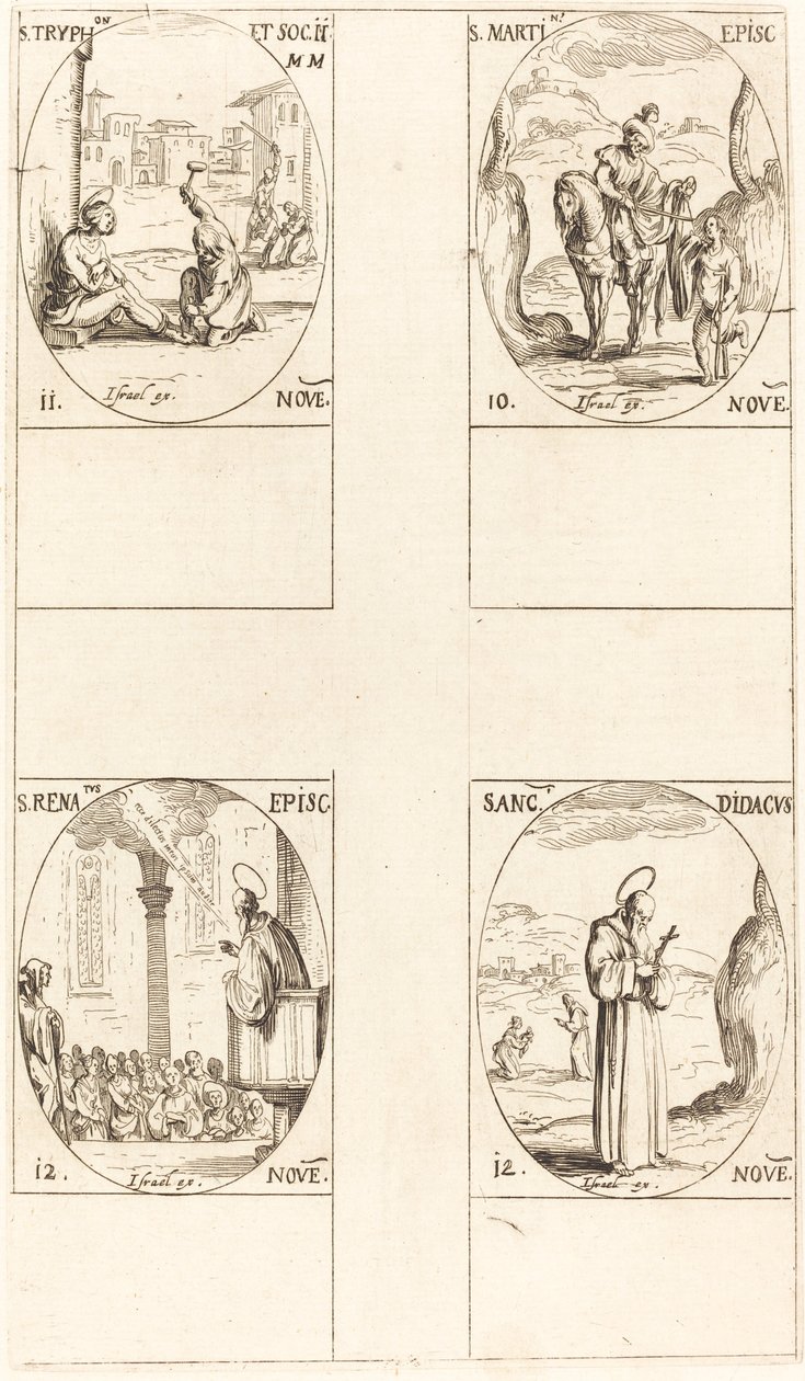 Aziz Martin, Aziz Tryphon ve Yoldaşlar, Aziz Renatus, Aziz Didacus. by Jacques Callot