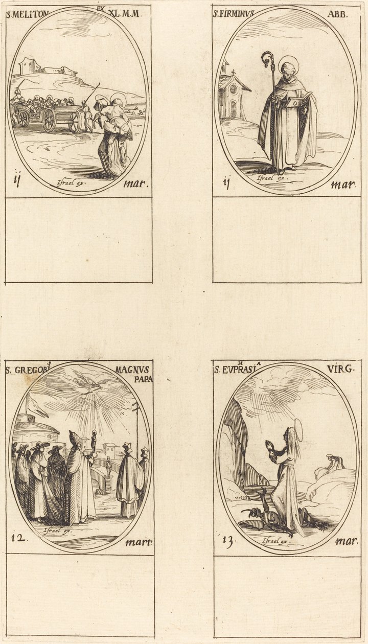 Aziz Meliton; Aziz Firminus; Aziz Gregory Büyük; Aziz Euphrasia by Jacques Callot