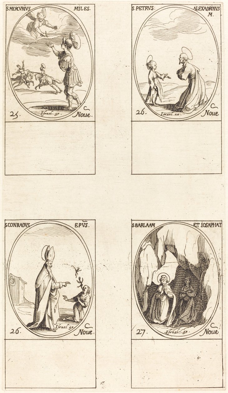 Aziz Merkür; İskenderiyeli Aziz Peter; Aziz Conrad; St. Barlaam ve Josaphat by Jacques Callot