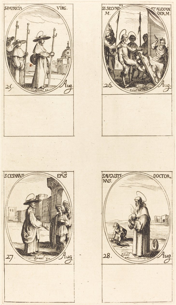 St. Patricia; St. İkinci ve İskender; St. Sezarius St. Augustinus by Jacques Callot