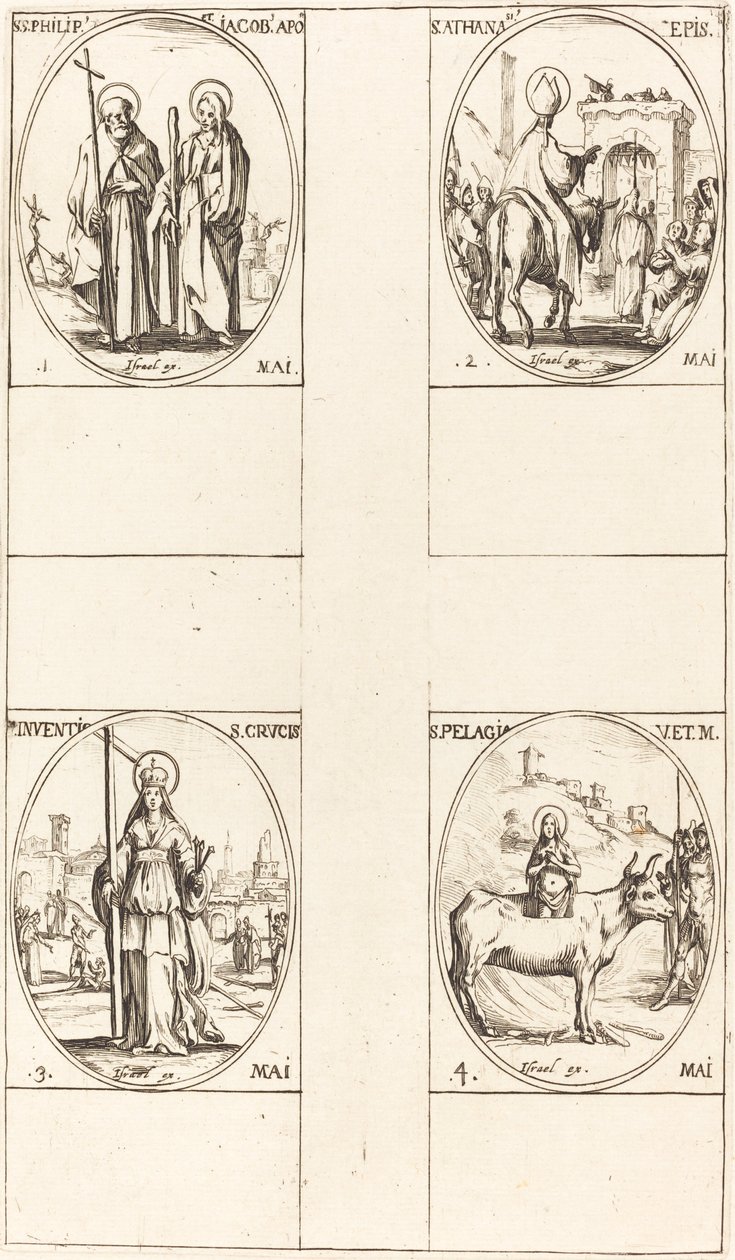 St. Philip ve James the Less, Havariler; Aziz Athanasius; Haçın İcadı; by Jacques Callot