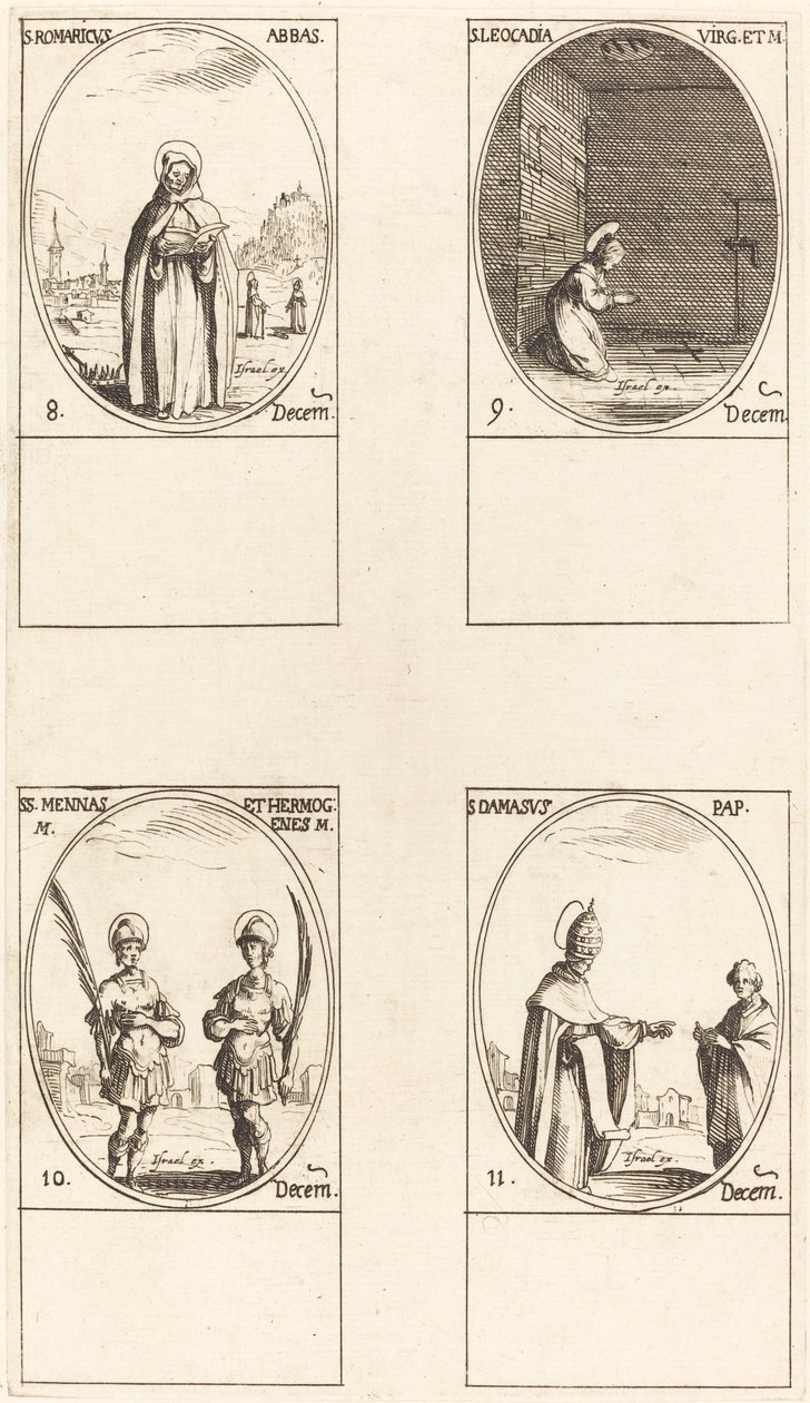 Aziz Romaricus; Aziz Leocadia; St. Mennas ve Hermogenes; Aziz Şam by Jacques Callot