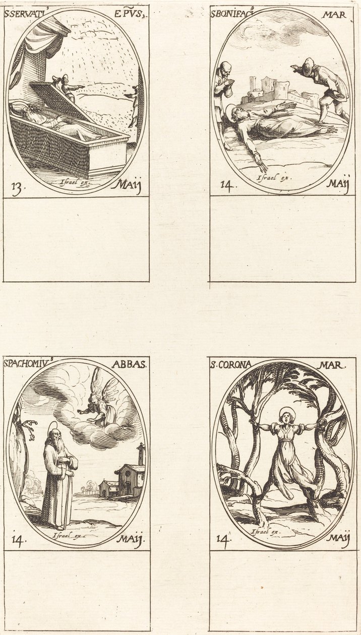 Aziz Servatius; Aziz Boniface; Aziz Pachomius; Aziz Corona by Jacques Callot