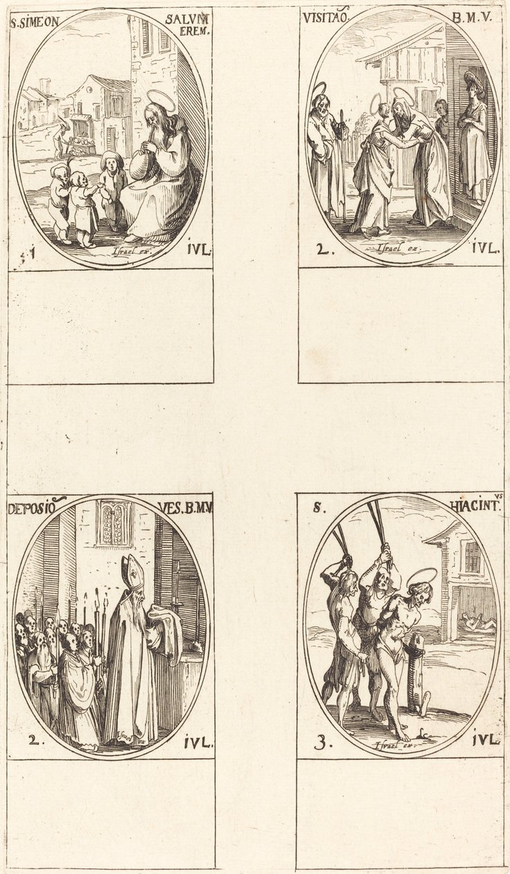 Aziz Simeon Salus; Ziyaret; Bakire Giysilerinin Bırakılması; Aziz Hiacintus by Jacques Callot