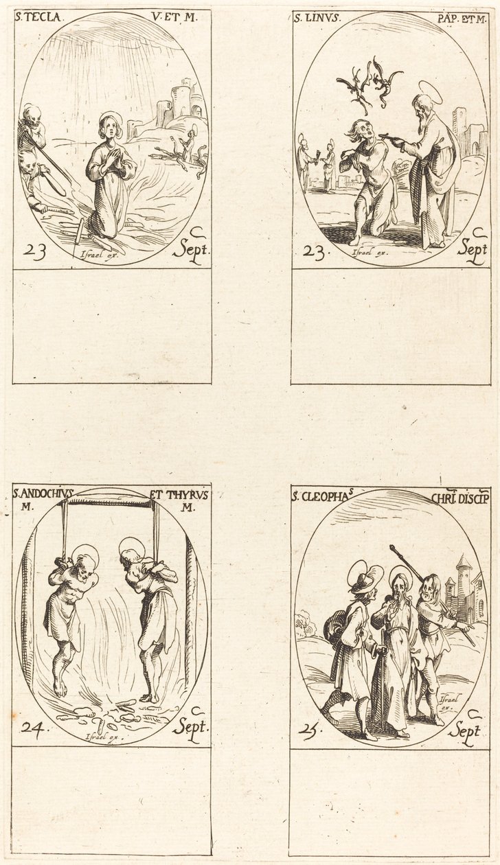 Aziz tekla Linus, St. Andochius ve Thyrsus Kleofalar by Jacques Callot