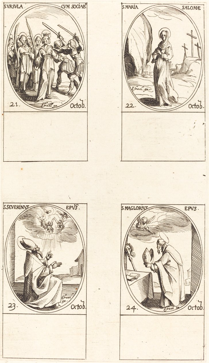 Aziz Ursula ve Sahabeler; Aziz Mary Salome; Aziz Severinus; Aziz Maglorius by Jacques Callot