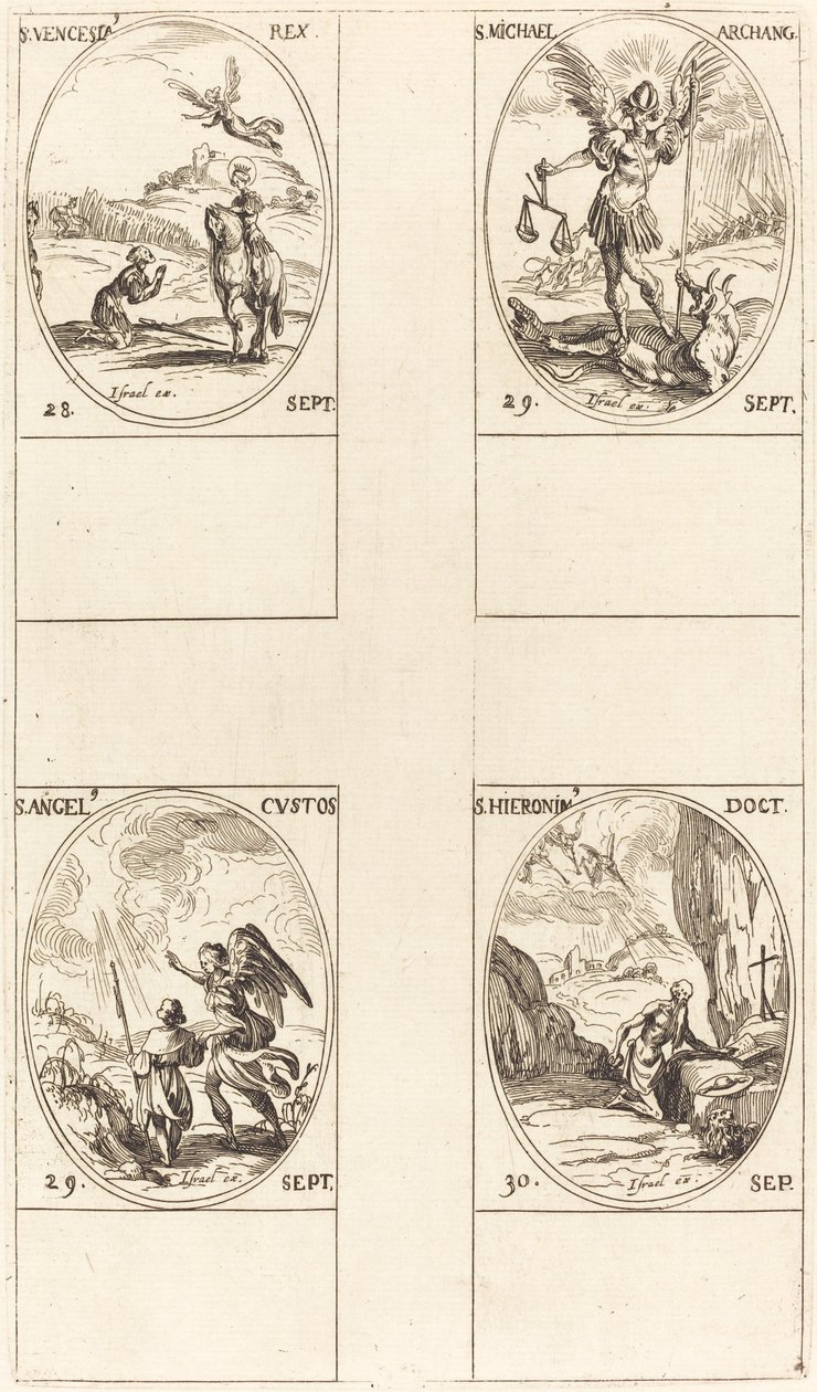Aziz Wenceslas; Aziz Michael, Başmelek; Koruyucu Melek; Aziz Jerome by Jacques Callot