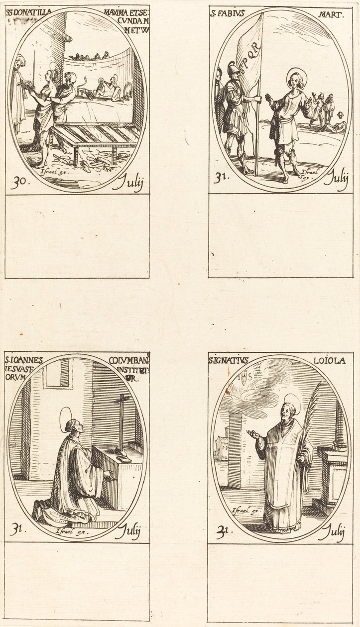 St. Donatilla, Maxima & Secunda; Aziz Fabius; St. John Colombini; Aziz Ignatius Loyola by Jacques Callot