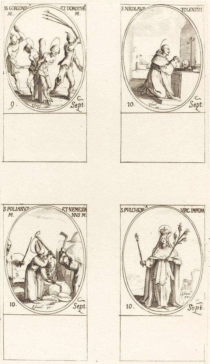 St. Gorgonius ve Dorothy; Tolentino Aziz Nikolaos; Aziz Polianus ve Nemesian; Aziz Pul by Jacques Callot