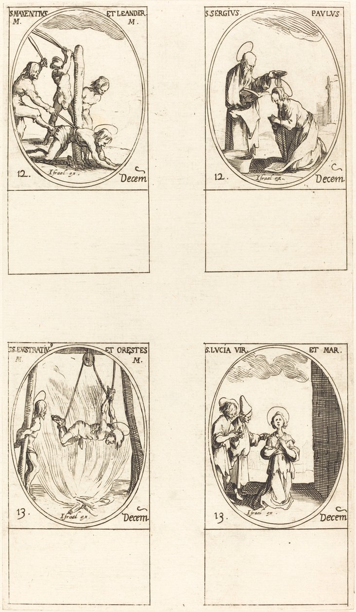 St. Maxentius ve Leander; St. Sergius ve Paul; St. Eustratius ve Orestes; Aziz Lucy by Jacques Callot