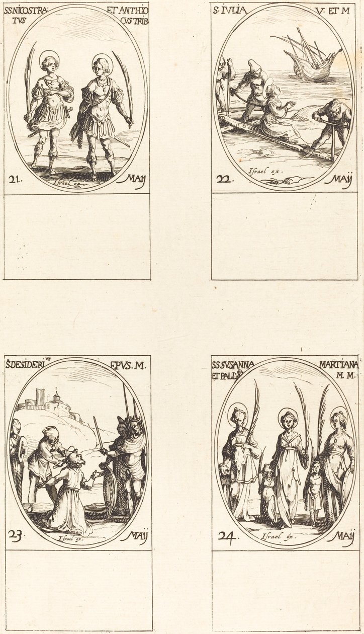St. Nicostratus ve Antiochus; St. Julia; St. desiderius St. Susanna, Palladia, bir by Jacques Callot