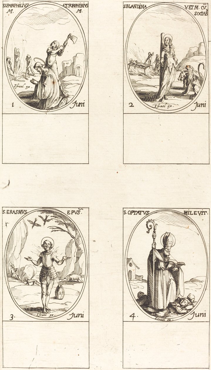 St. Pamphilius ve Porphyrius; St. Blandina ve Yoldaşları; St. Erasmus St. İstenilen by Jacques Callot