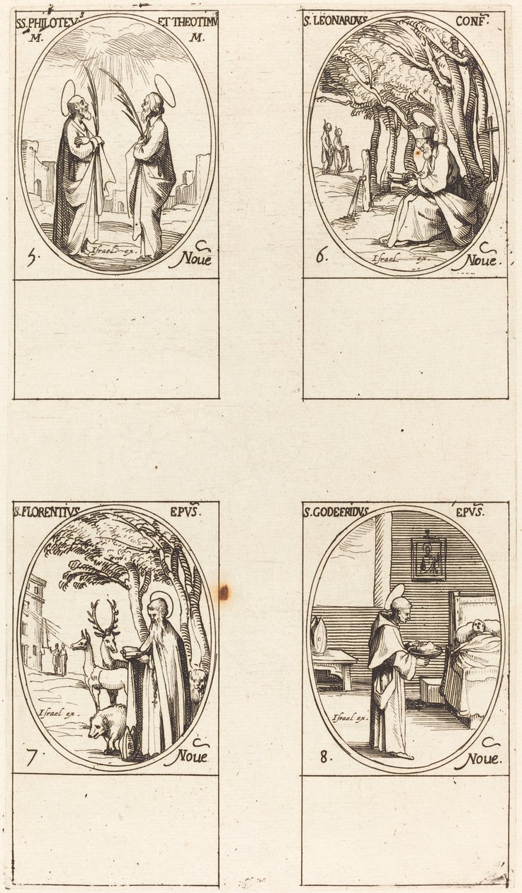 St. Philoteus ve Theotimus, Aziz Leonard, Aziz Florentinus, Aziz Godfrey. by Jacques Callot