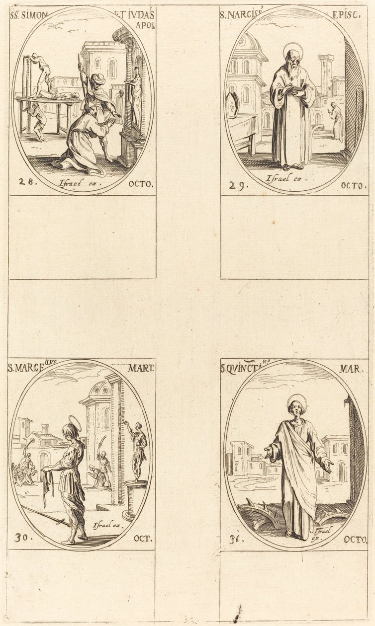 St. Simon ve Jude, Havariler; Aziz Narcissus; Aziz Marcellus; Aziz Quintin by Jacques Callot