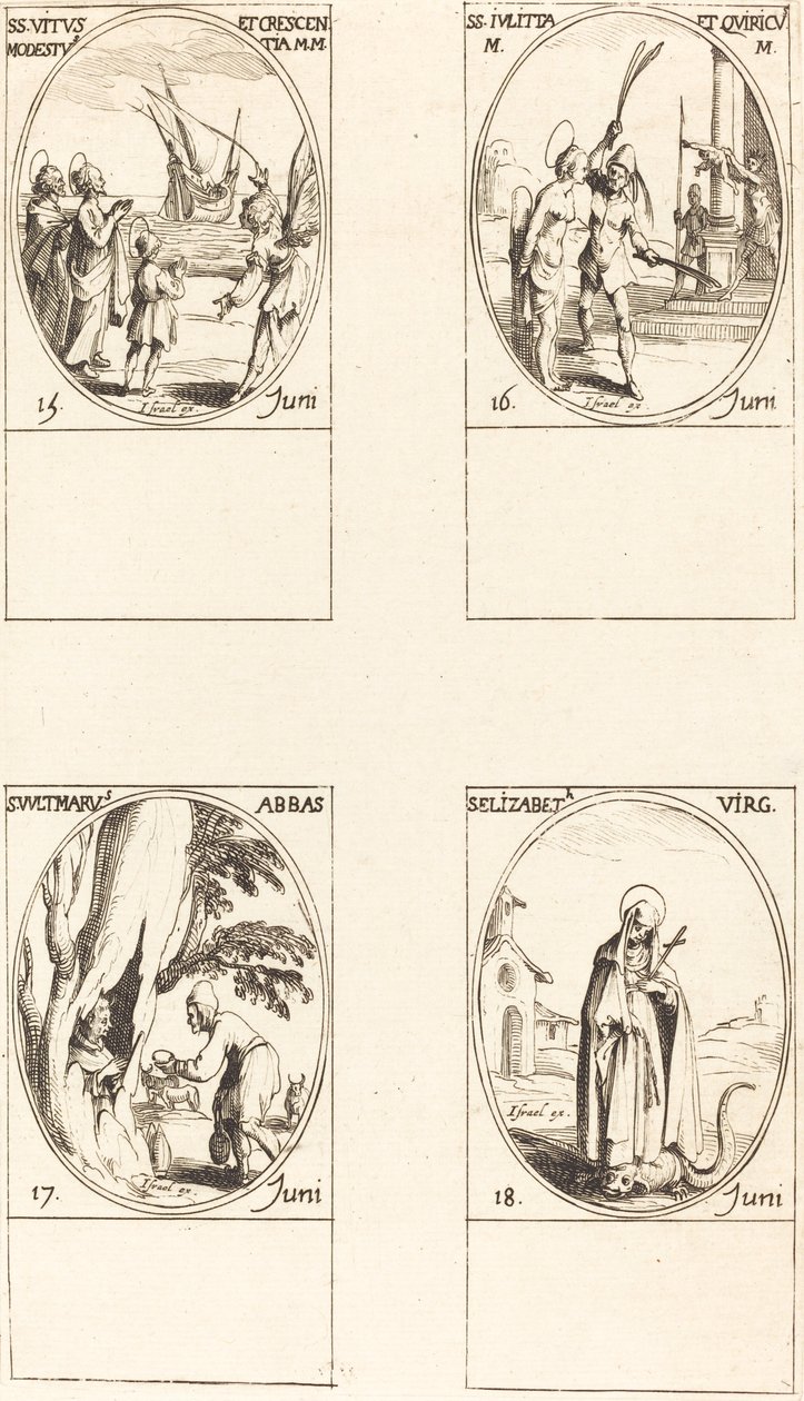 St. Vitus, Modestus ve Crescentia; St. Julitta ve Quiricus; Aziz Avitus, Başrahip; Aziz E by Jacques Callot
