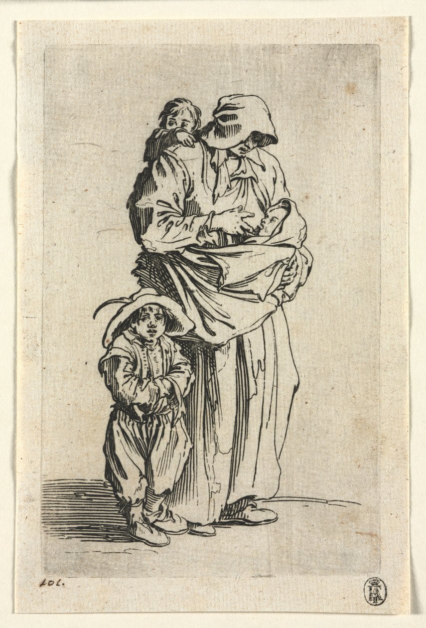 Dilenciler: Bir Anne ve Üç Çocuğu, c. 1623. by Jacques Callot