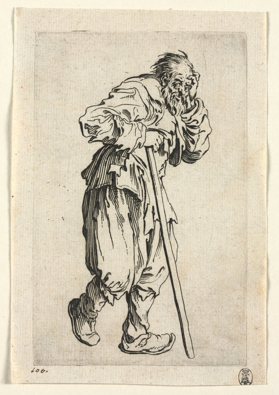 Dilenciler: Bir Çubuğa Yaslanmış Dilenci by Jacques Callot