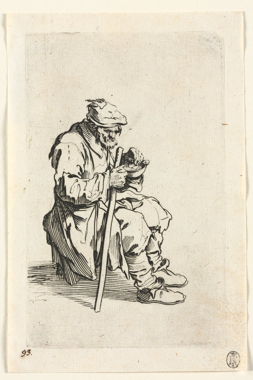 Dilenciler: Oturan ve Yemek Yiyen Dilenci by Jacques Callot