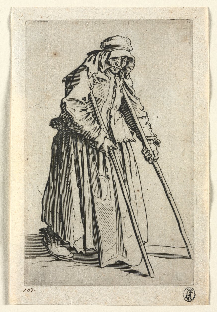 Dilenciler: Koltuk değneklerinde Dilenci Kadın by Jacques Callot