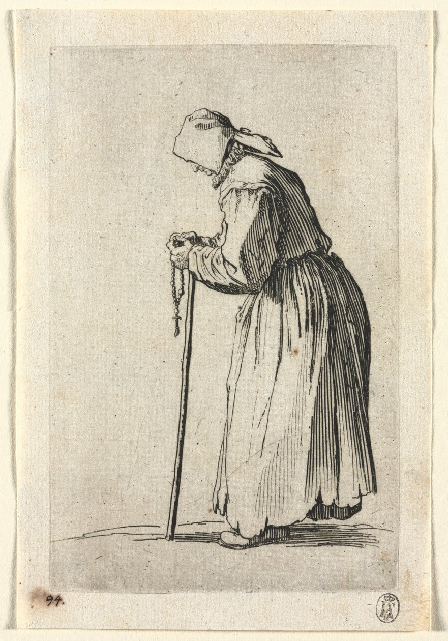 Dilenciler: Tespihinde Dilenci, c. 1623. by Jacques Callot