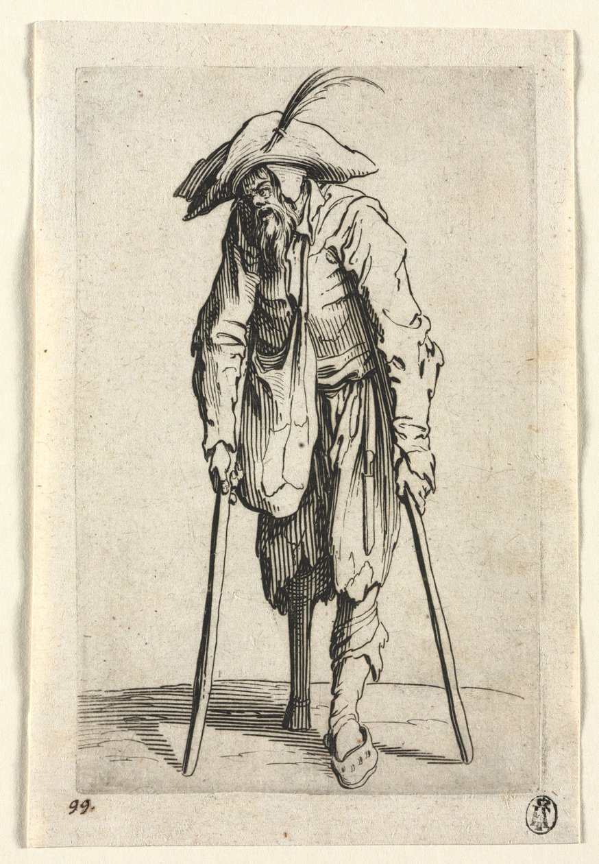 Dilenciler: Tahta Bacaklı Dilenci, c. 1623. by Jacques Callot