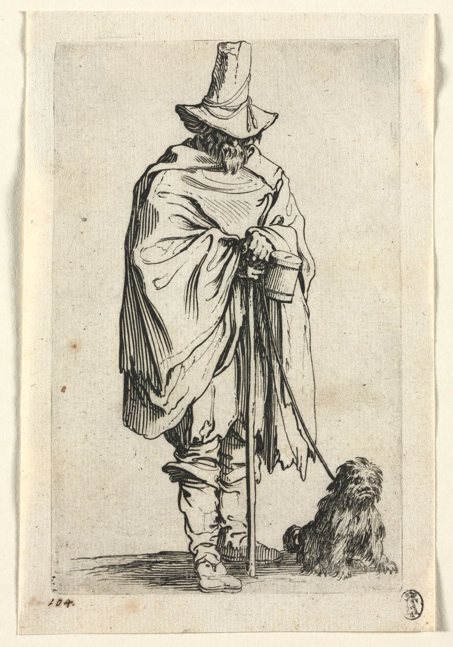 Dilenciler: Köpeğiyle Kör Adam by Jacques Callot