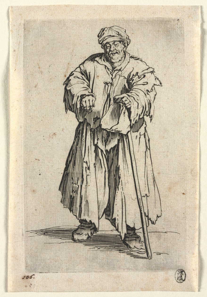 Dilenciler: Düşük Gözlü Obez Dilenci, c. 1623. by Jacques Callot