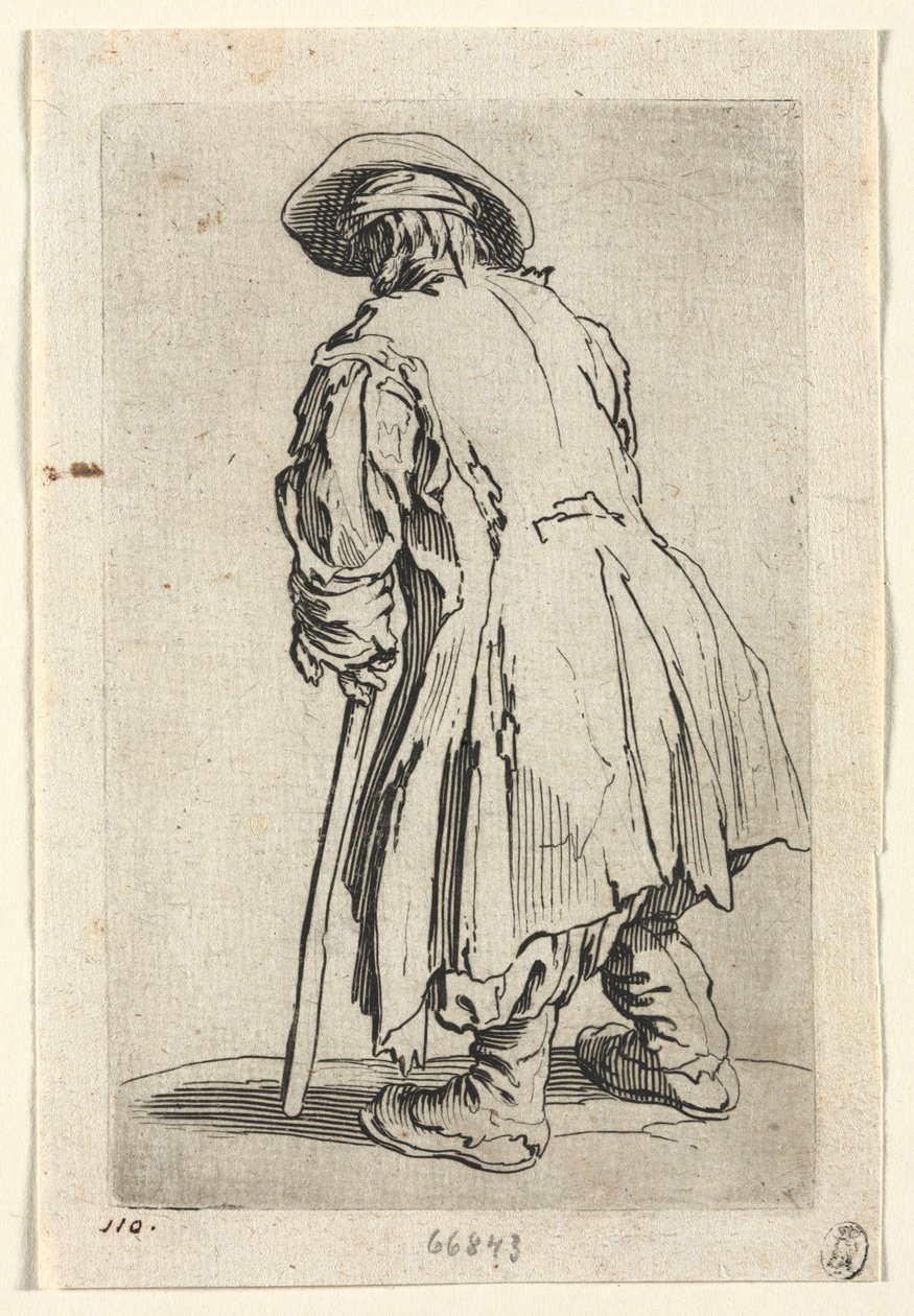 Dilenciler: Tek Koltuk Değneğindeki Yaşlı Dilenci by Jacques Callot