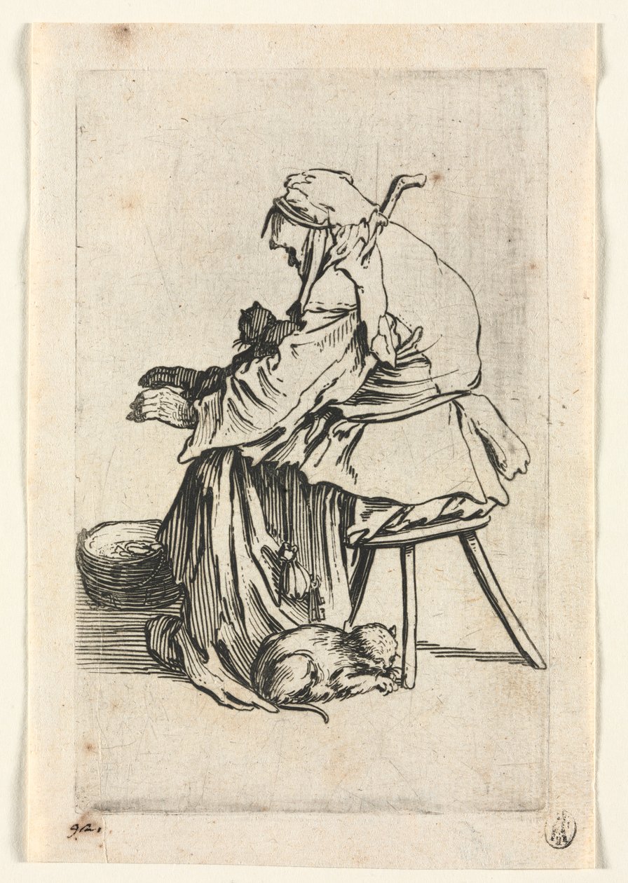 Dilenciler: Yaşlı Kadın ve Kediler by Jacques Callot