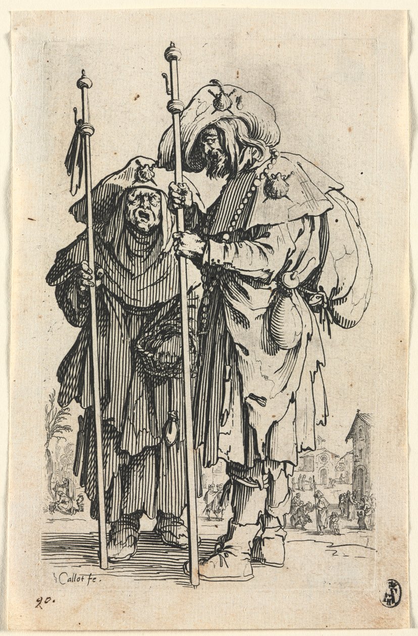Dilenciler: İki Hacı, c. 1623. by Jacques Callot