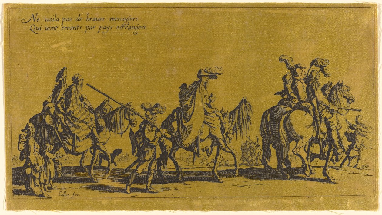 Yürüyen Bohemyalılar: Vanguard, muhtemelen 18. yüzyıl. by Jacques Callot