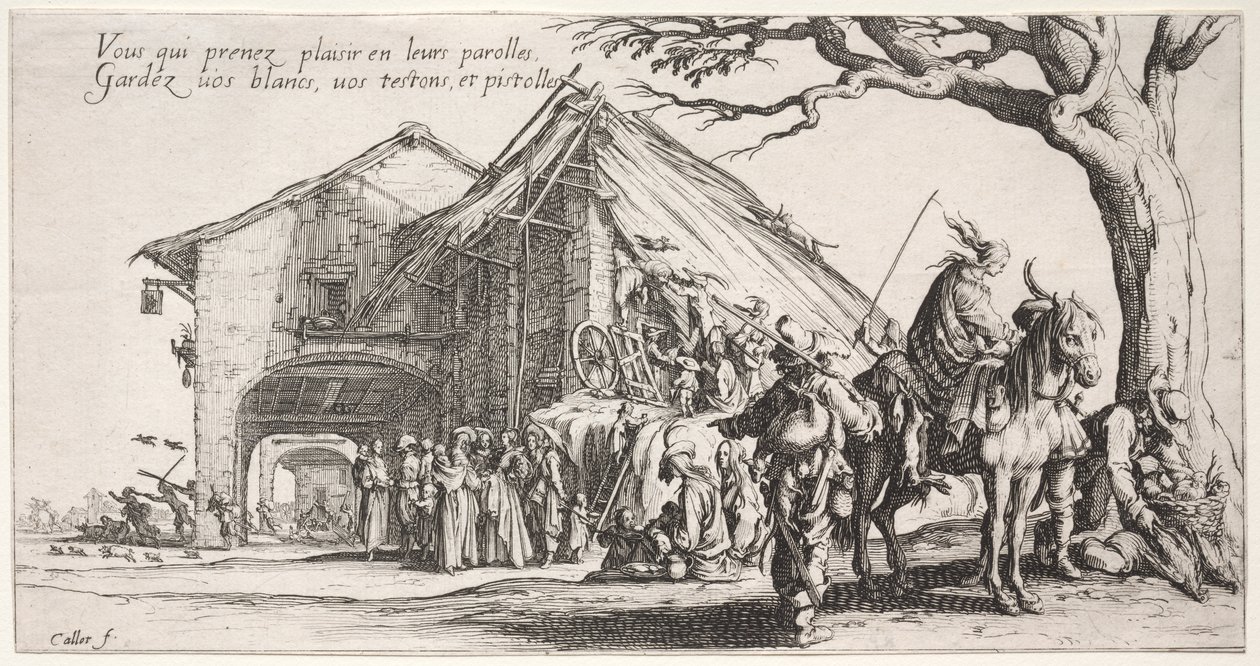 Bohemyalılar: Durma Yeri: Falcı, c. 1621-1625. by Jacques Callot